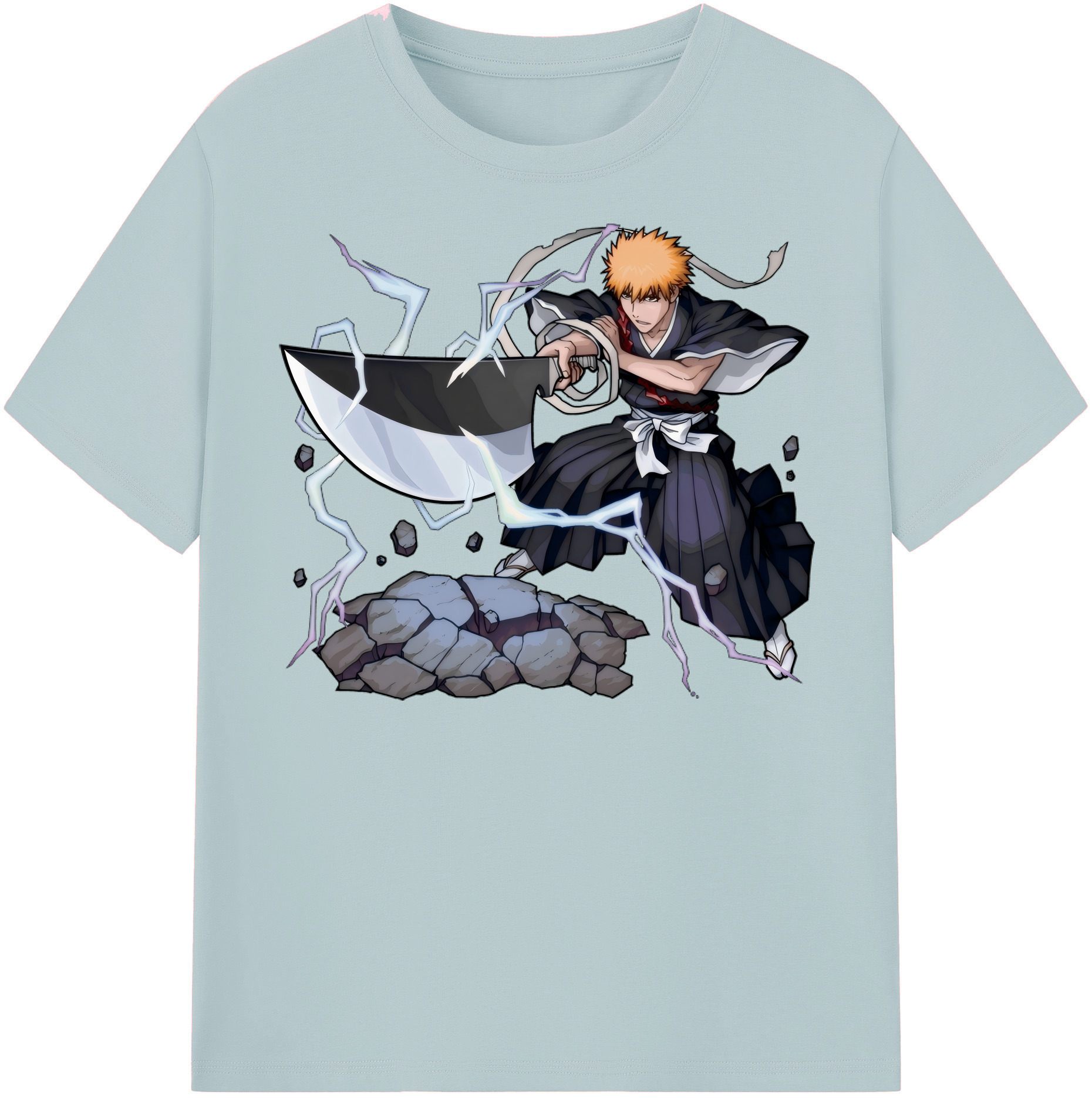 （画像用） ブリーチ 黒崎一護（くろさき いちご）BLEACH Kurosaki Ichigo 綿100％半袖Tシャツ（フロントプリント）